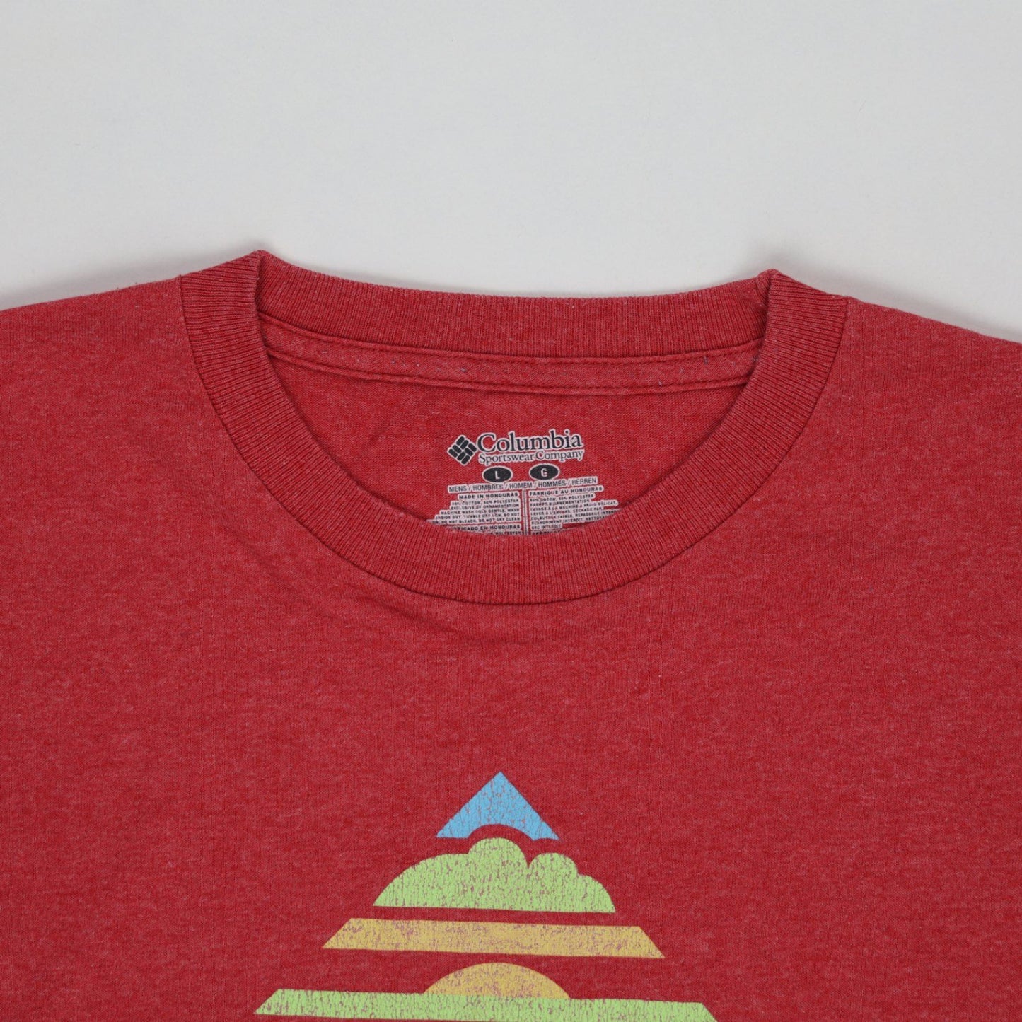 Columbia Red Graphic Logo Cotton T-Shirt XL Men's Casual Crew Neck