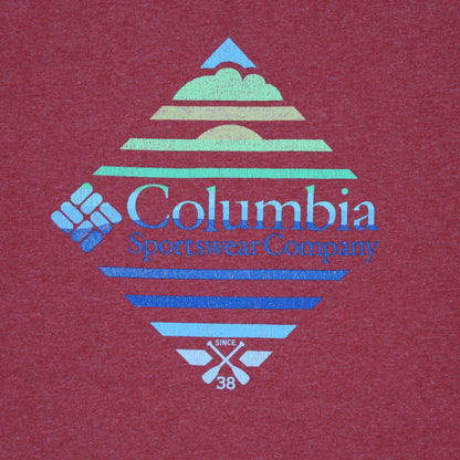 Columbia Red Graphic Logo Cotton T-Shirt XL Men's Casual Crew Neck
