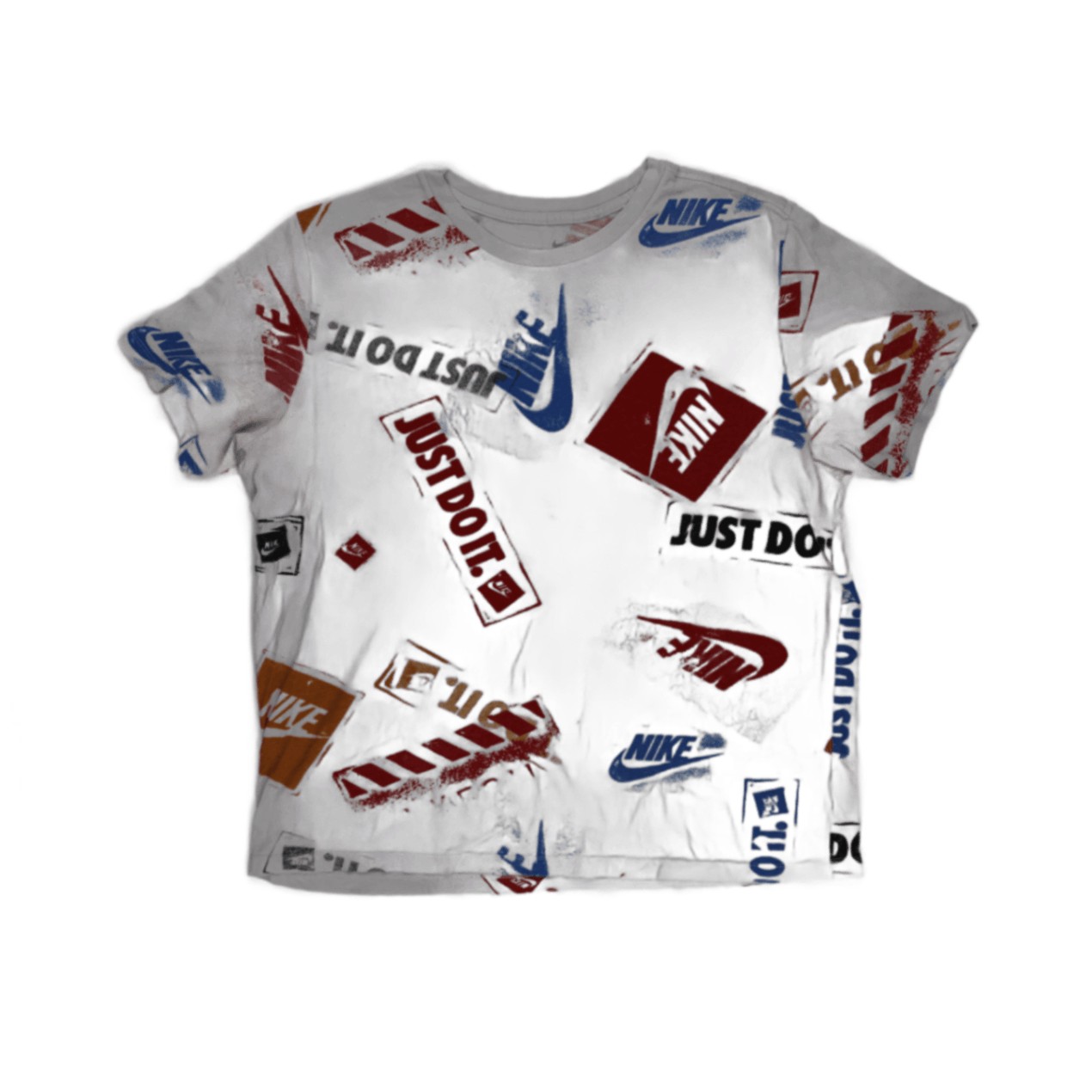 Nike Just Do It Graphic T-Shirt White Multicolour Unisex Size Small Cotton