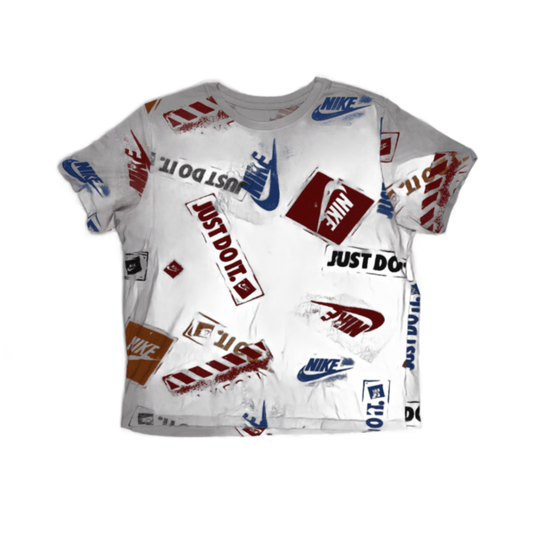 Nike Just Do It Graphic T-Shirt White Multicolour Unisex Size Small Cotton