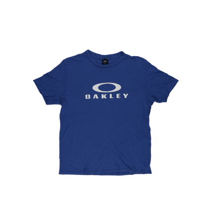 Oakley Blue Regular Fit Logo T-Shirt for Men Size Medium Cotton Casual Crew Neck