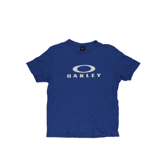 Oakley Blue Regular Fit Logo T-Shirt for Men Size Medium Cotton Casual Crew Neck