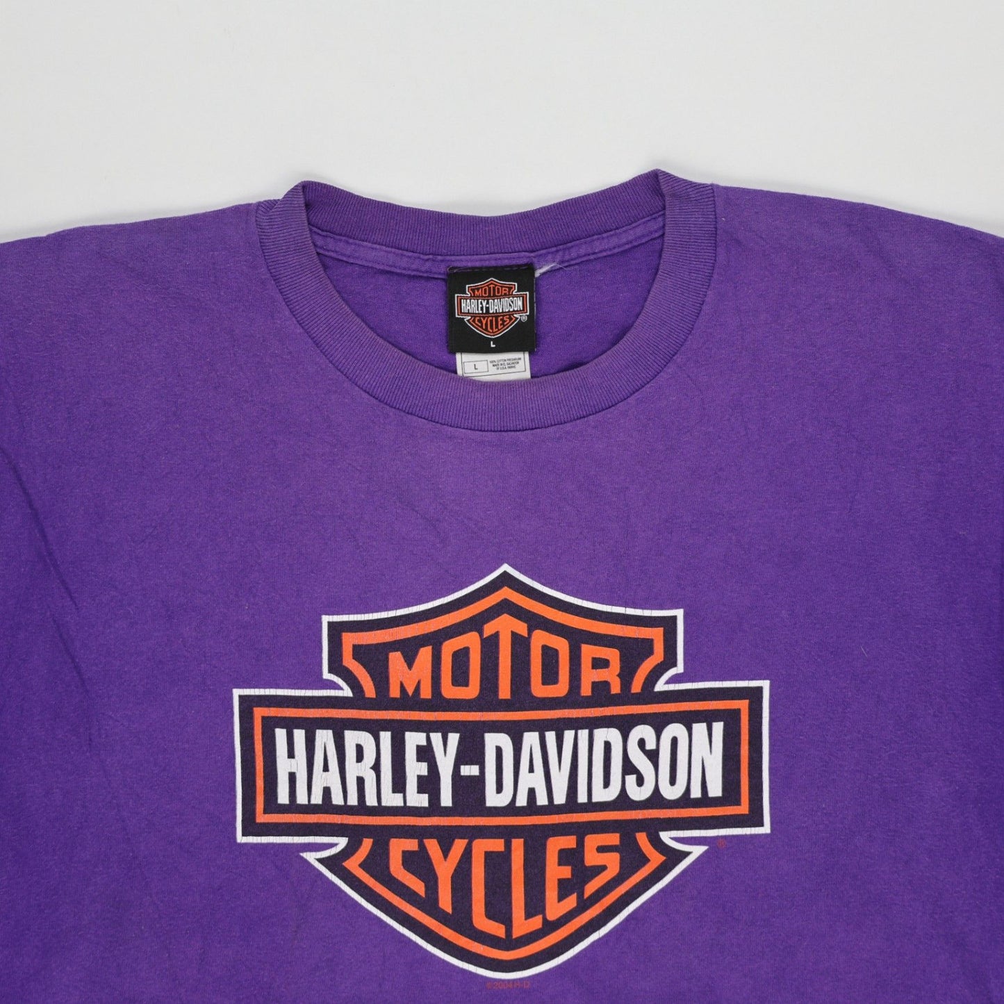 Harley-Davidson Vintage Mardi Gras T-Shirt Purple Large Cotton Graphic Tee Crew Neck