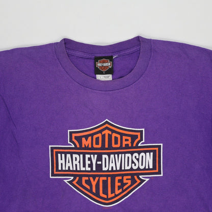 Harley-Davidson Vintage Mardi Gras T-Shirt Purple Large Cotton Graphic Tee Crew Neck