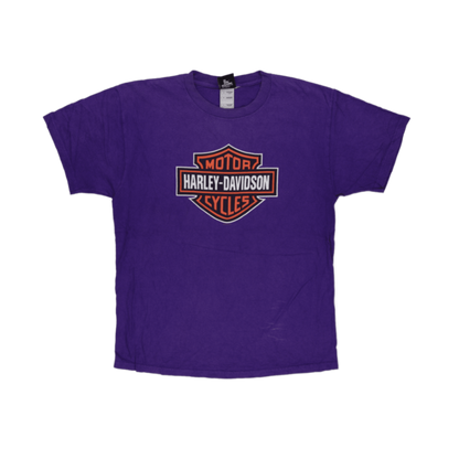 Harley-Davidson Vintage Mardi Gras T-Shirt Purple Large Cotton Graphic Tee Crew Neck