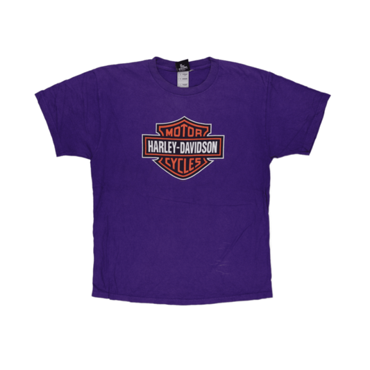Harley-Davidson Vintage Mardi Gras T-Shirt Purple Large Cotton Graphic Tee Crew Neck