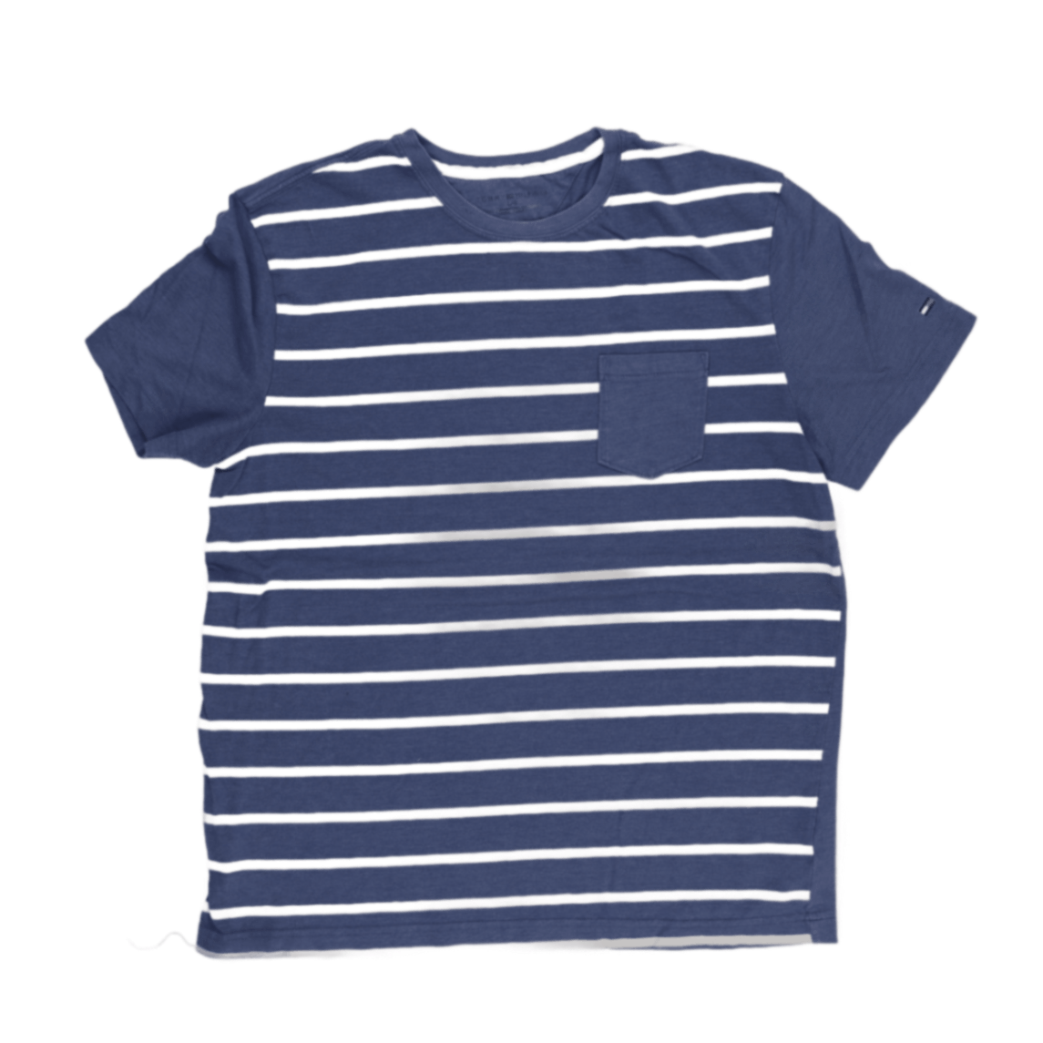 Tommy Hilfiger Blue White Striped T-Shirt Large Cotton Crew Neck