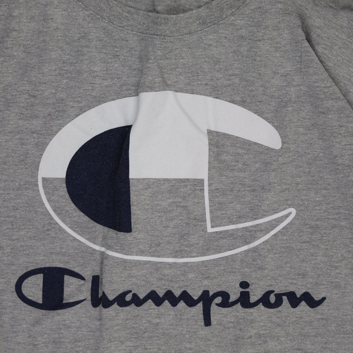 Champion Grey Long Sleeve T-Shirt XL Cotton Blend Crew Neck Casual
