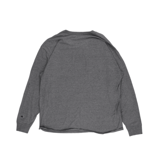 Champion Grey Long Sleeve T-Shirt XL Cotton Blend Crew Neck Casual