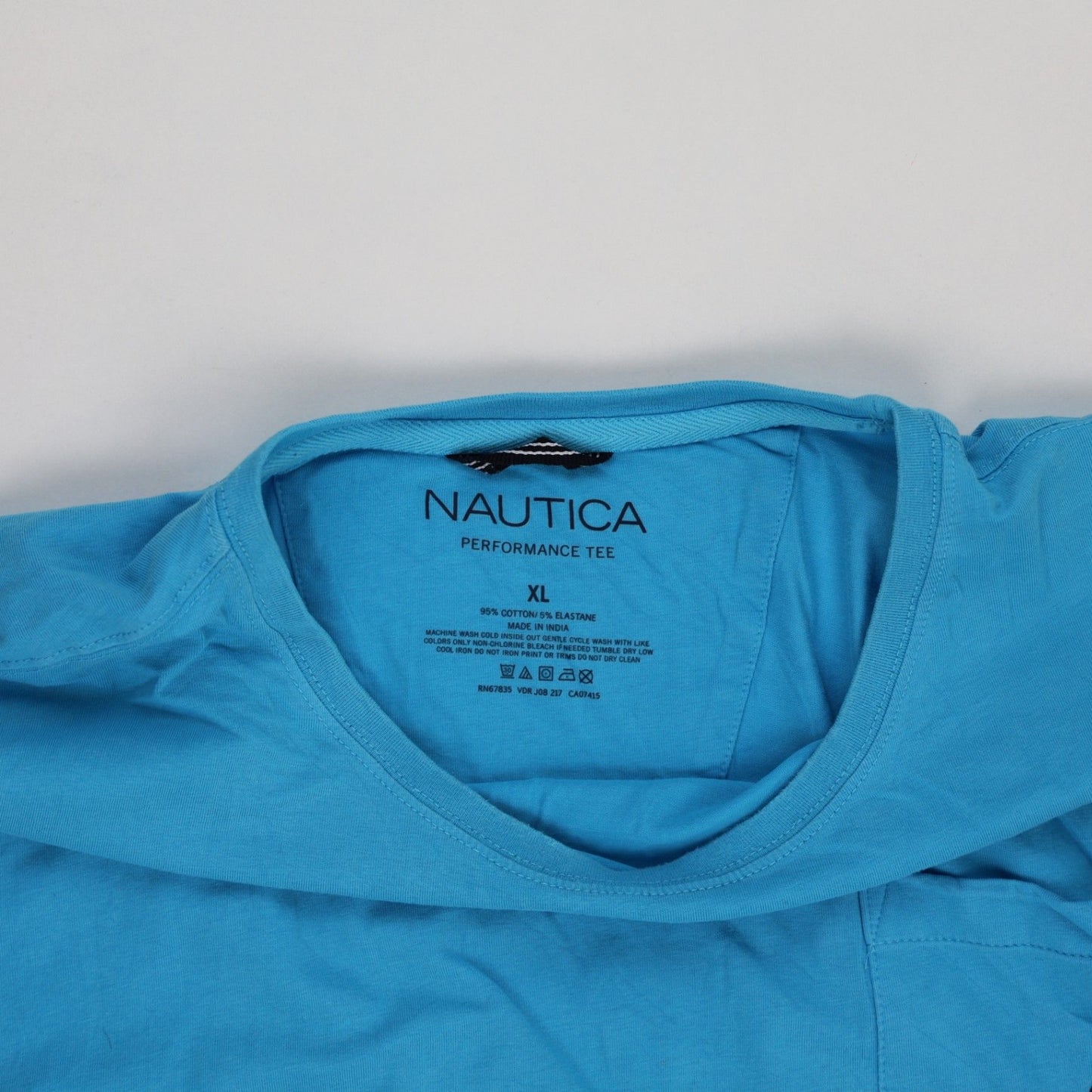 Nautica Performance T-Shirt Blue XL 95 Cotton 5 Elastane Crew Neck Classic