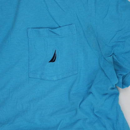 Nautica Performance T-Shirt Blue XL 95 Cotton 5 Elastane Crew Neck Classic