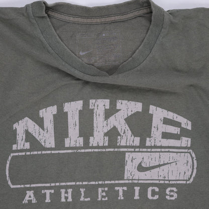 Nike Vintage Athletics T-Shirt Olive Green Large Cotton Crew Neck Sportswear