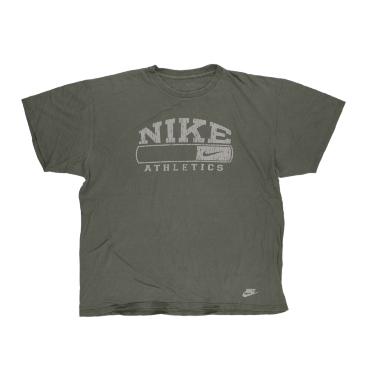 Nike Vintage Athletics T-Shirt Olive Green Large Cotton Crew Neck Sportswear