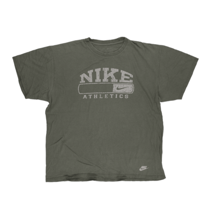 Nike Vintage Athletics T-Shirt Olive Green Large Cotton Crew Neck Sportswear