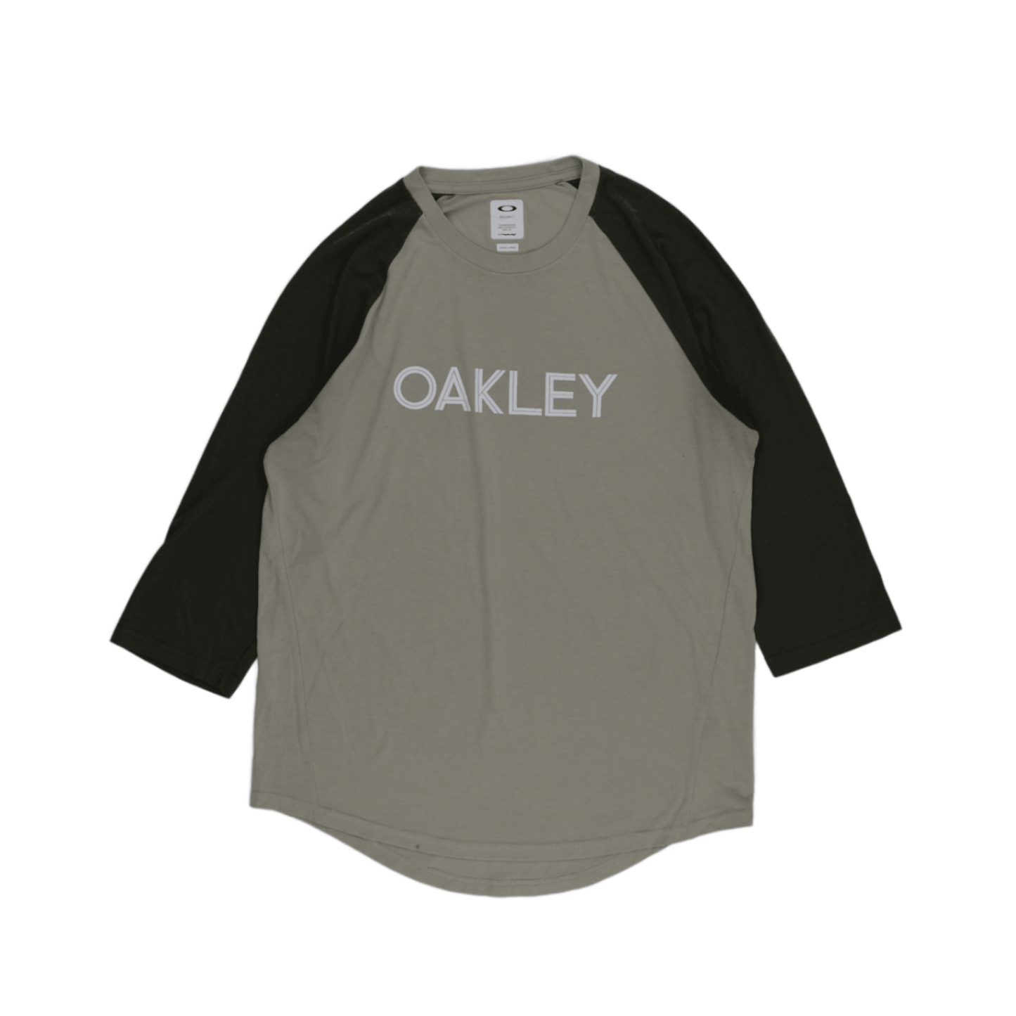 Oakley Raglan Graphic T-Shirt Khaki Black XL Cotton Blend Crew Neck