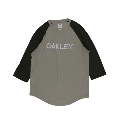 Oakley Raglan Graphic T-Shirt Khaki Black XL Cotton Blend Crew Neck