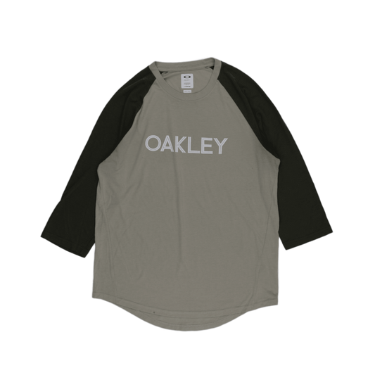 Oakley Raglan Graphic T-Shirt Khaki Black XL Cotton Blend Crew Neck