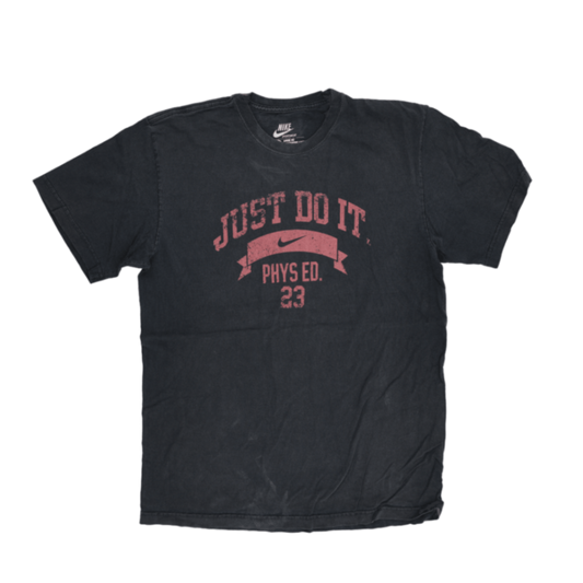 Nike Just Do It Phys Ed 23 Black T-Shirt Men's Large Cotton Casual Crew Neck