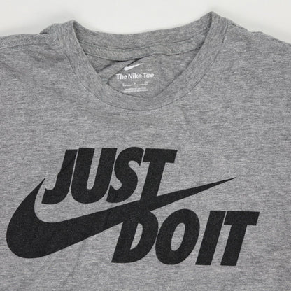 Nike Just Do It Graphic Tee Heather Grey Medium Cotton Blend Crew Neck Men's T-Shirt