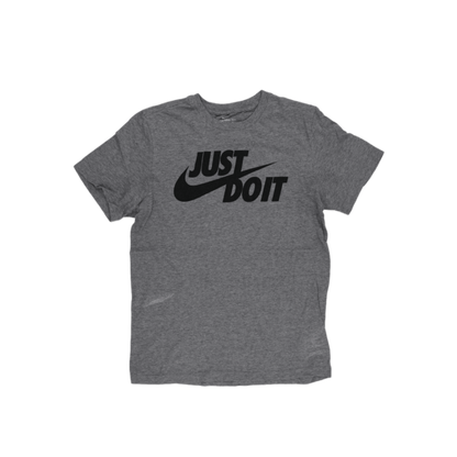 Nike Just Do It Graphic Tee Heather Grey Medium Cotton Blend Crew Neck Men's T-Shirt