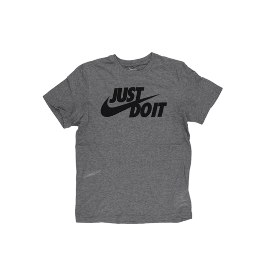 Nike Just Do It Graphic Tee Heather Grey Medium Cotton Blend Crew Neck Men's T-Shirt