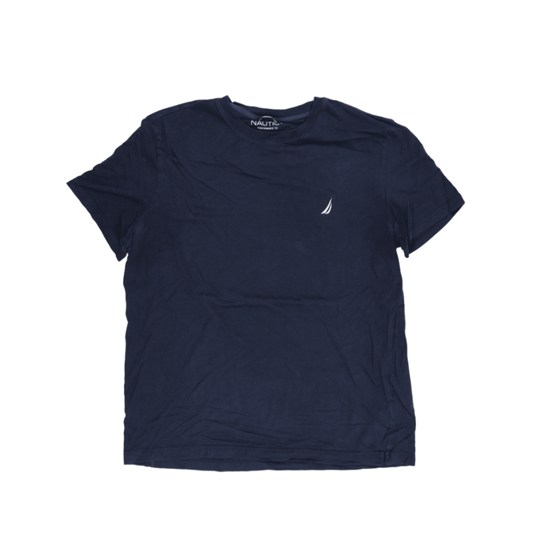 Nautica Performance T-Shirt Navy Blue Large 95 Cotton 5 Spandex Crew Neck Casual Men