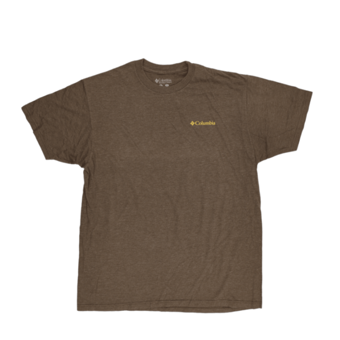 Columbia Brown Graphic Logo Outdoor T-Shirt Men's Large 60 Cotton 40 Polyester Crew Neck