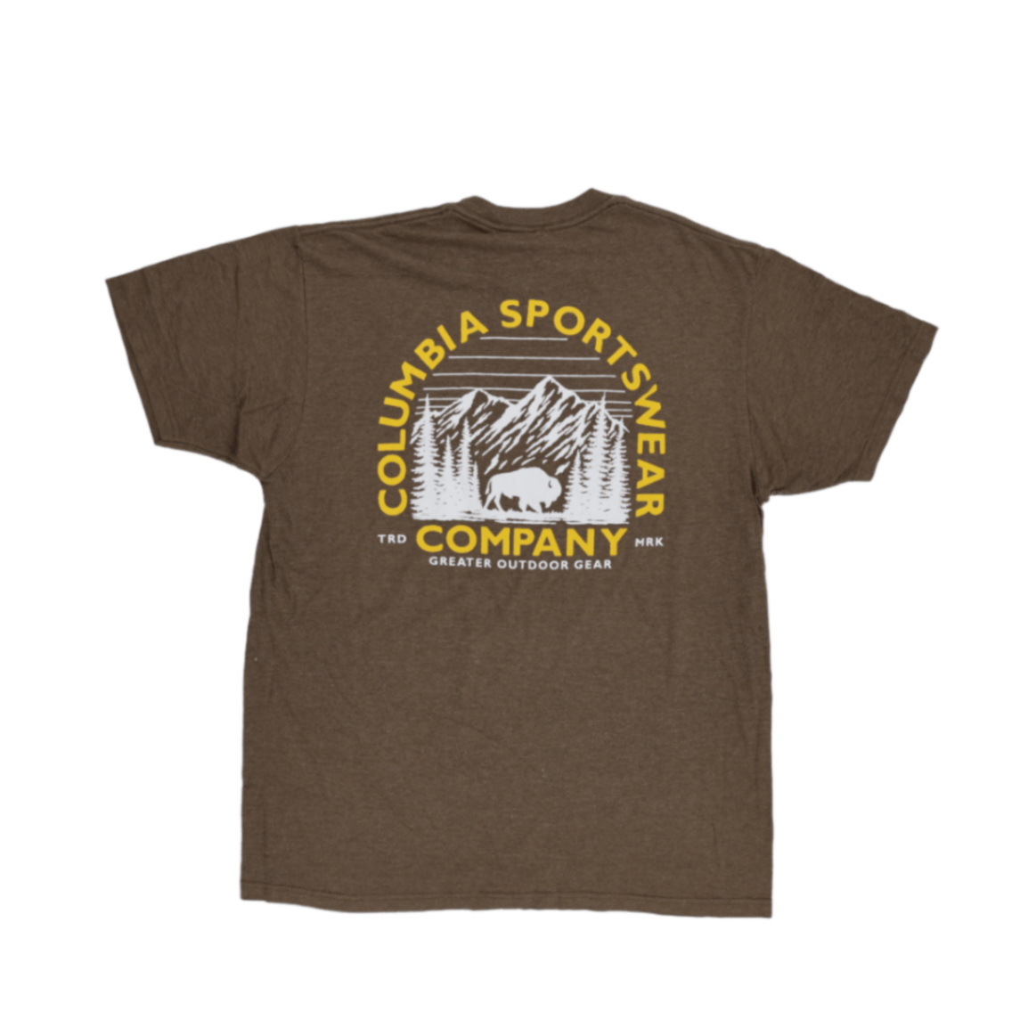 Columbia Brown Graphic Logo Outdoor T-Shirt Men's Large 60 Cotton 40 Polyester Crew Neck