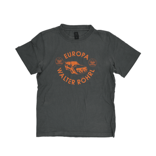 Adidas Walter Röhrl Europa Rally Car Vintage T-Shirt Charcoal Grey Small 100 Percent Cotton Graphic Tee Crew Neck