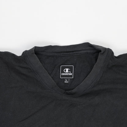 Champion Black Cotton V-Neck T-Shirt Large