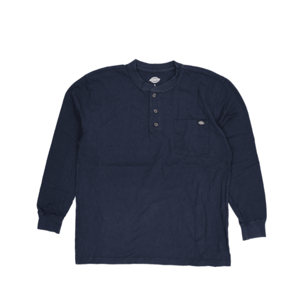 Dickies Navy Blue Cotton Long Sleeve Henley Shirt Large