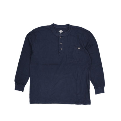 Dickies Navy Blue Cotton Long Sleeve Henley Shirt Large