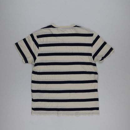 Levi's Men's Cream Navy Striped Casual T-Shirt Medium Cotton Crewneck Vintage