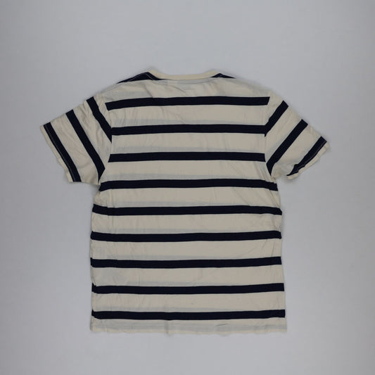 Levi's Men's Cream Navy Striped Casual T-Shirt Medium Cotton Crewneck Vintage