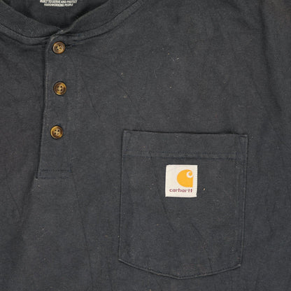 Carhartt Navy 2XL Cotton Henley T-Shirt for Men Crew Neck Vintage Style