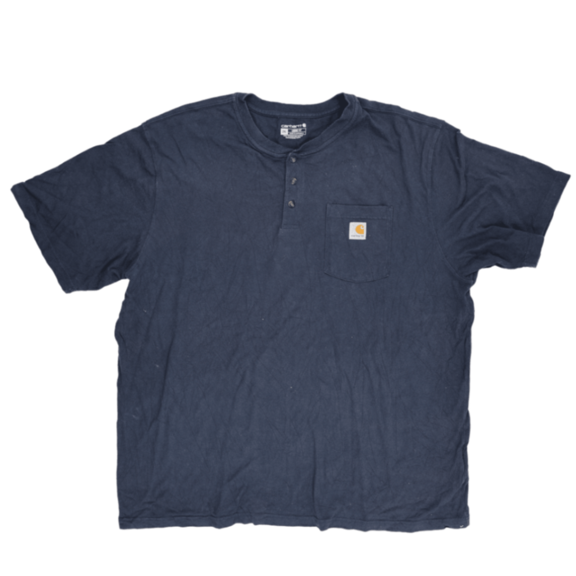Carhartt Navy 2XL Cotton Henley T-Shirt for Men Crew Neck Vintage Style