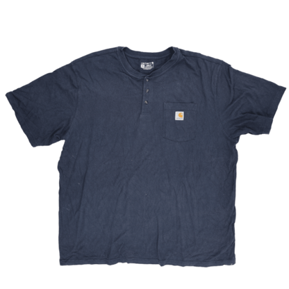 Carhartt Navy 2XL Cotton Henley T-Shirt for Men Crew Neck Vintage Style