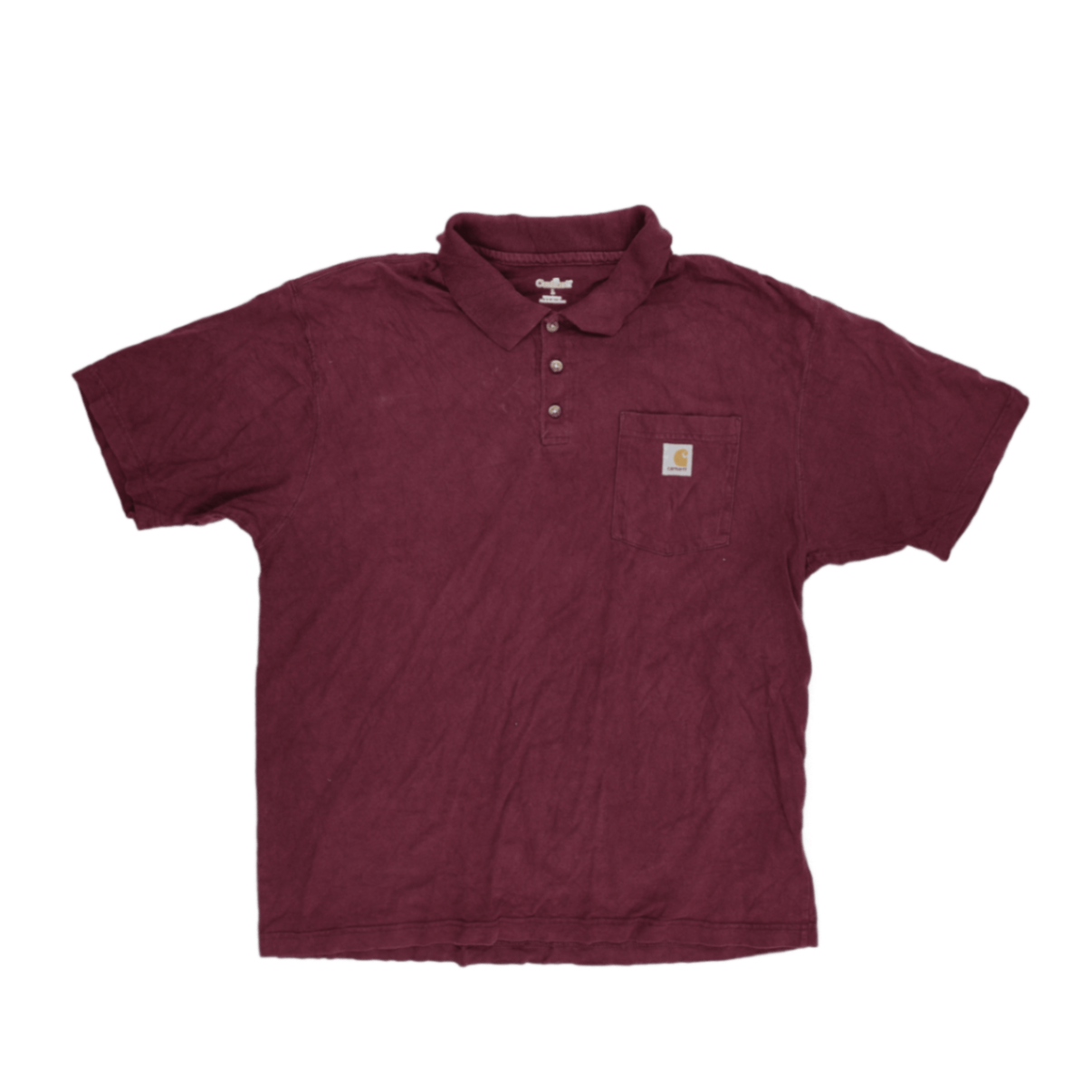 Carhartt Men's Burgundy Classic Polo Shirt Size L 100% Cotton Vintage