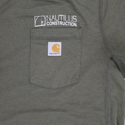 Carhartt Force Nautilus Olive Green Workwear T-Shirt Large Cotton Blend Crew Neck