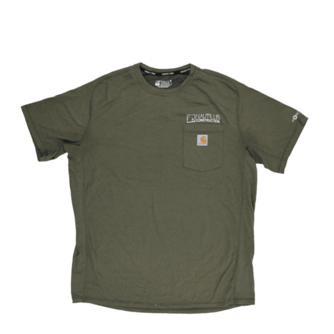 Carhartt Force Nautilus Olive Green Workwear T-Shirt Large Cotton Blend Crew Neck