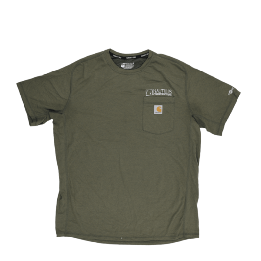 Carhartt Force Nautilus Olive Green Workwear T-Shirt Large Cotton Blend Crew Neck