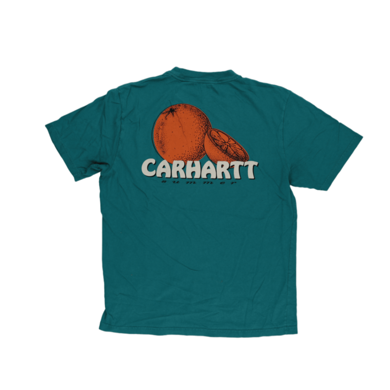 Carhartt WIP Summer Edition Graphic T-Shirt Teal Small 100 Percent Cotton Crew Neck Unisex