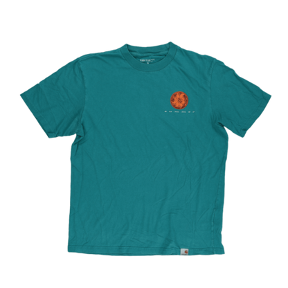 Carhartt WIP Summer Edition Graphic T-Shirt Teal Small 100 Percent Cotton Crew Neck Unisex