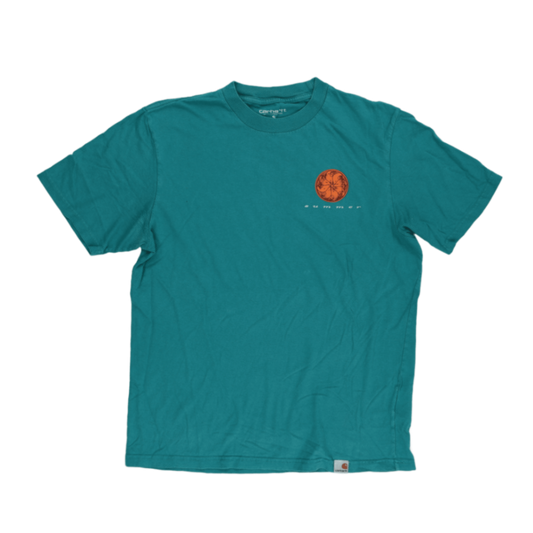 Carhartt WIP Summer Edition Graphic T-Shirt Teal Small 100 Percent Cotton Crew Neck Unisex