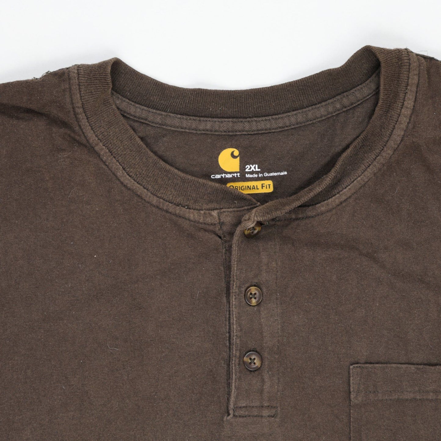 Carhartt Brown Henley T-Shirt 2XL Vintage Cotton Mens
