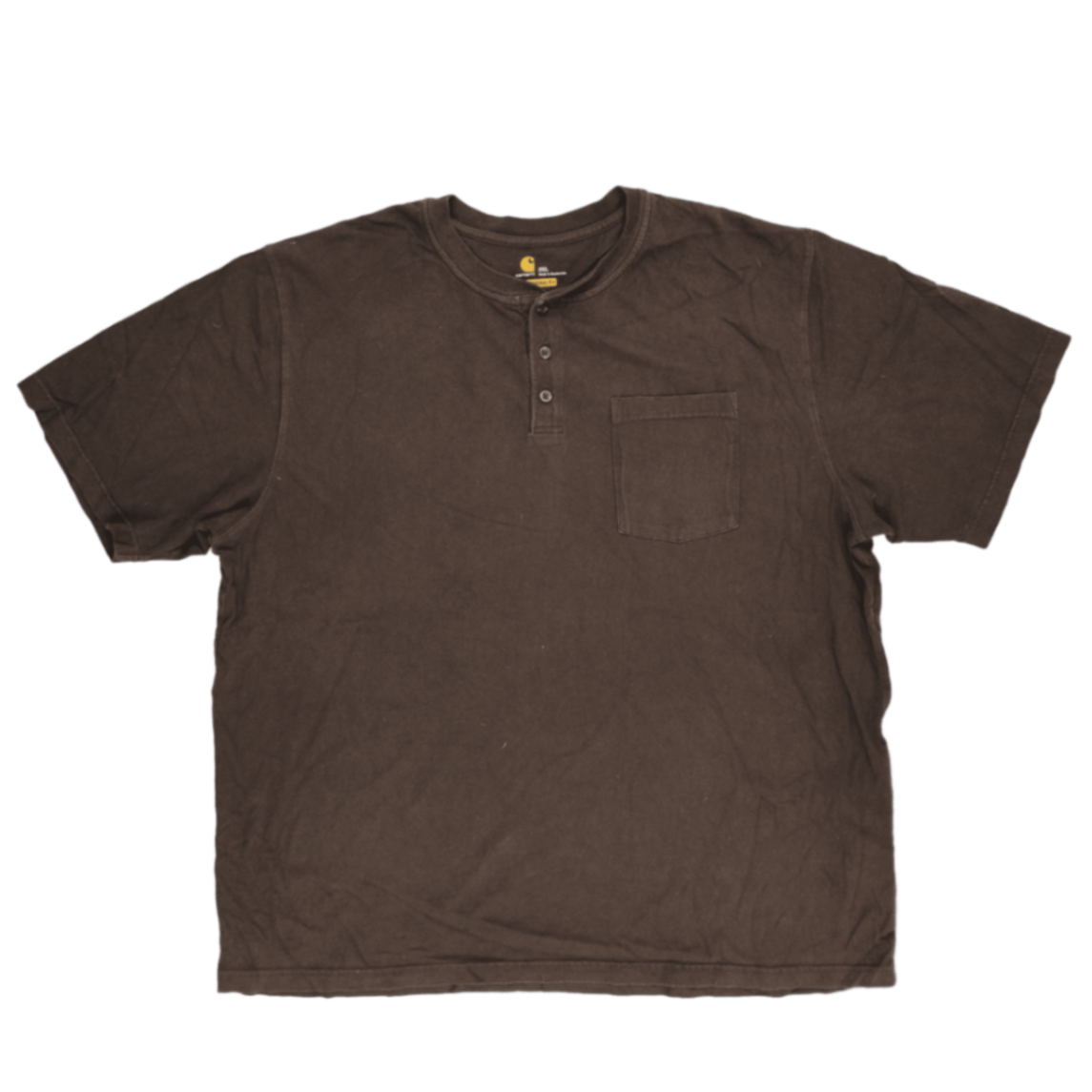 Carhartt Brown Henley T-Shirt 2XL Vintage Cotton Mens