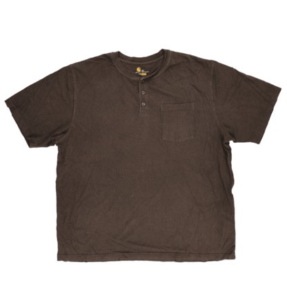 Carhartt Brown Henley T-Shirt 2XL Vintage Cotton Mens