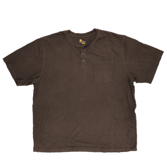 Carhartt Brown Henley T-Shirt 2XL Vintage Cotton Mens