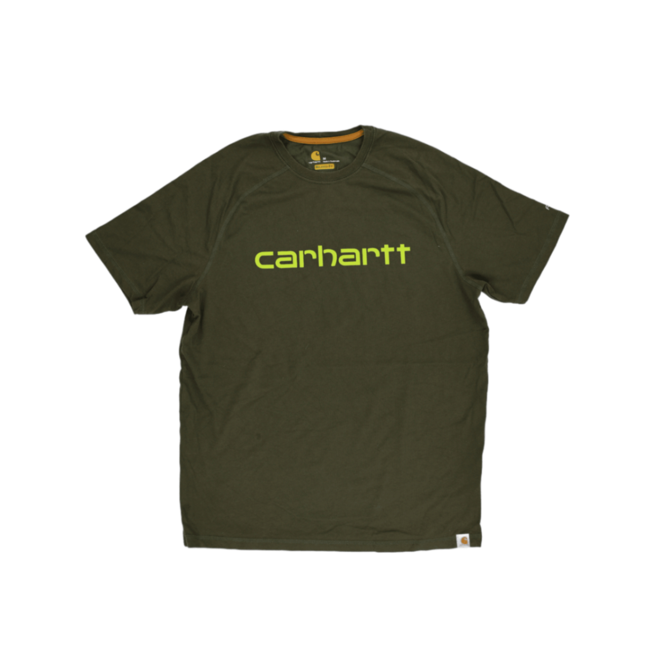 Carhartt Olive Green Cotton Crew Neck T-Shirt Men's Size M Casual Relaxed Fit