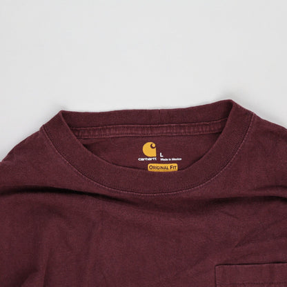 Carhartt Burgundy Long Sleeve T-Shirt Size Large Cotton Crew Neck